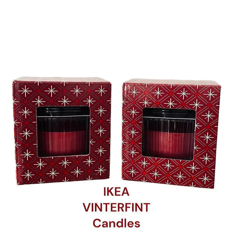 IKEA VINTERFINT Red Scented Cinnamon & Sugar Candle in Glass (Set of 2)
